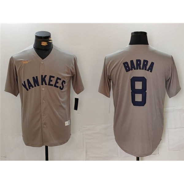 New York Yankees #8 Barra Gray Cool Base Stitched Jersey