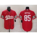 San Francisco 49ers #85 George Kittle Red With Patch Cool Base Stitched Jersey