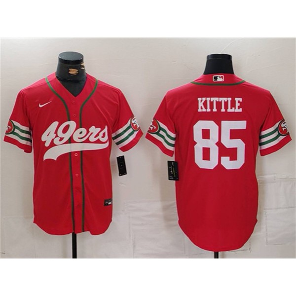 San Francisco 49ers #85 George Kittle Red With Patch Cool Base Stitched Jersey