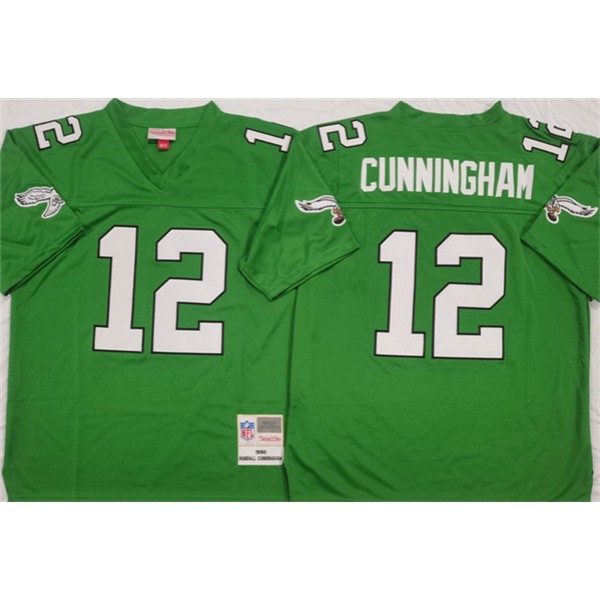 Philadelphia Eagles #12 Randall Cunningham Kelly Green Throwback Stitched Jersey