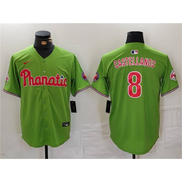 Philadelphia Phillies #8 Nick Castellanos Green With Patch Stitched Jersey