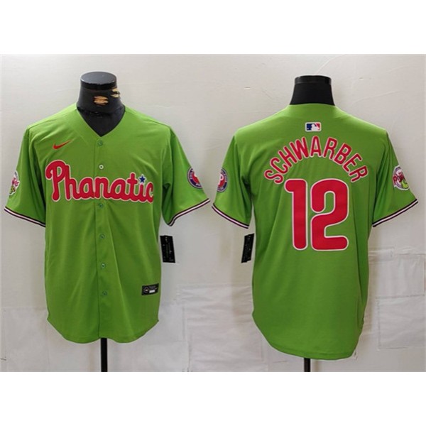 Philadelphia Phillies #12 Kyle Schwarber Green With Patch Stitched Jersey