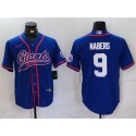 New York Giants #9 Malik Nabers Royal With Patch Cool Base Stitched Jersey