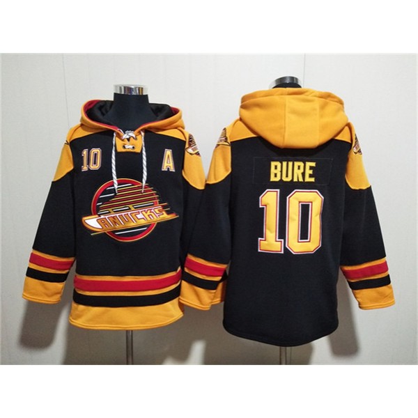 Vancouver Canucks #10 Pavel Bure Black Ageless Must-Have Lace-Up Pullover Hoodie