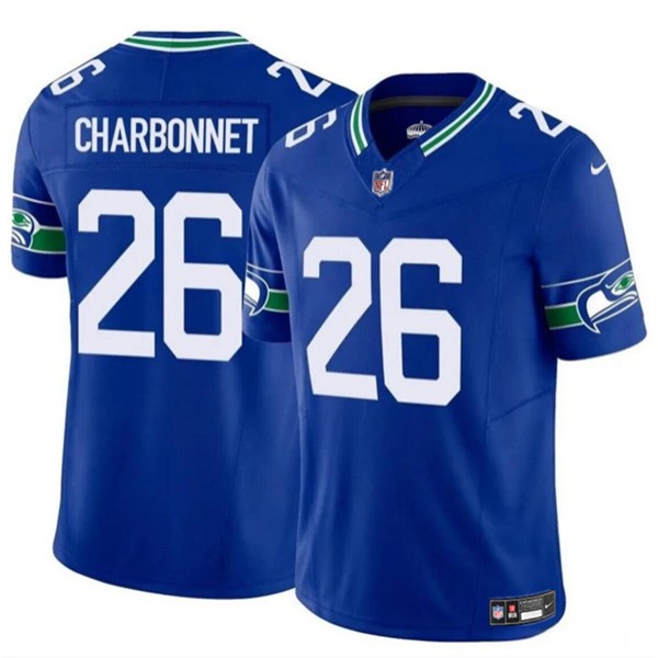 Seattle Seahawks #26 Zach Charbonnet Royal 2024 F.U.S.E. Throwback Vapor Limited Stitched Jersey