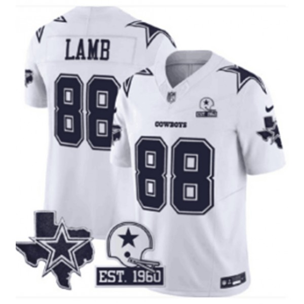 Dallas Cowboys #88 CeeDee Lamb 2024 White F.U.S.E. With Established In 1960 Patch Limited Stitched Jersey