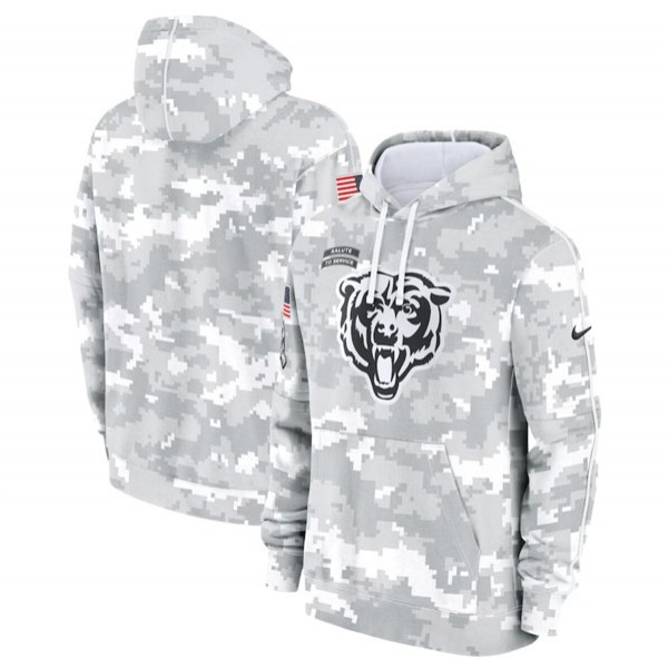 Chicago Bears 2024 Arctic Camo Salute To Service Club Fleece Pullover Hoodie