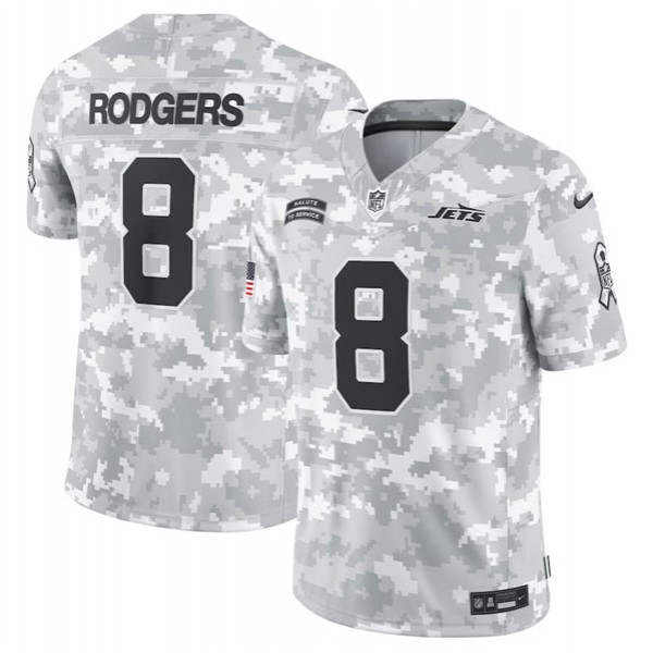 New York Jets #8 Aaron Rodgers Arctic Camo 2024 F.U.S.E. Salute To Service Limited Stitched Jersey