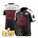 San Francisco 49ers #23 Christian McCaffrey Black White 2024 F.U.S.E. Super Bowl LVIII Patch Alternate Vapor Limited Stitched Jersey