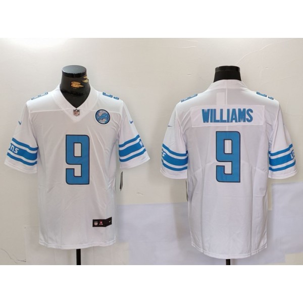 Detroit Lions #9 Jameson Williams White With Patch Vapor Untouchable Limited Stitched Jersey