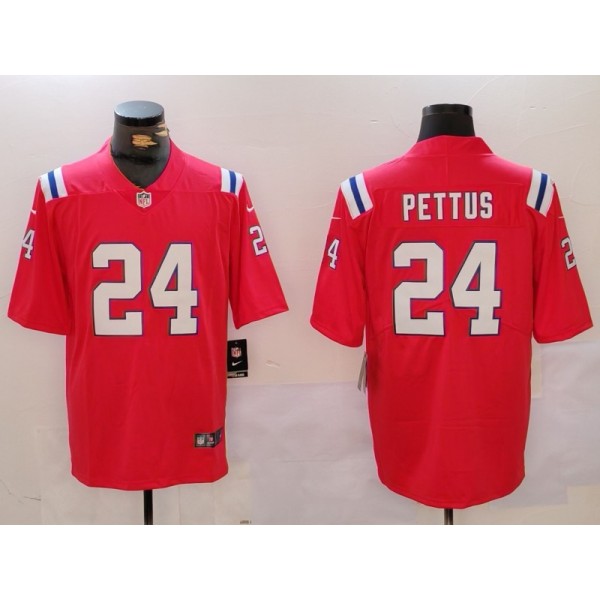 New England Patriots #24 Dell Pettus Red Vapor Limited Stitched Jersey