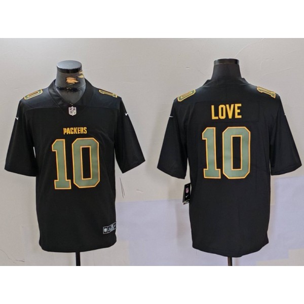 Green Bay Packers #10 Jordan Love Black Fashion Vapor Limited Stitched Jersey