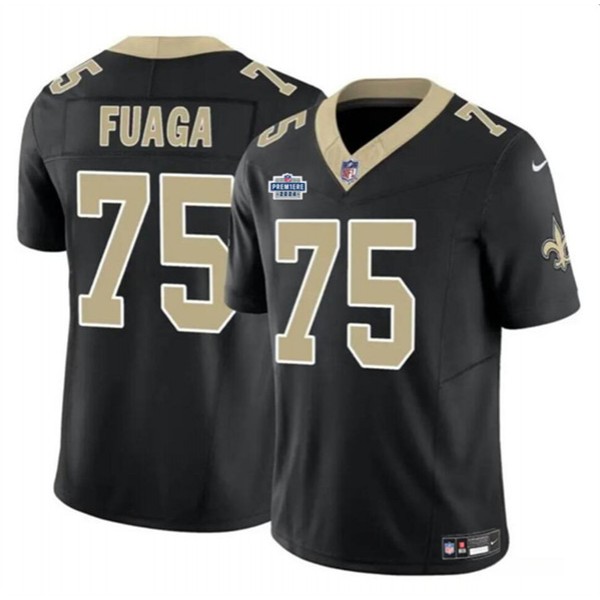 New Orleans Saints #75 Taliese Fuaga Black 2024 With Dradt Patch F.U.S.E. Vapor Limited Stitched Jersey