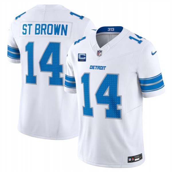Detroit Lions #14 Amon-Ra St. Brown White 2024 F.U.S.E. With 2-Star C Patch Vapor Limited Stitched Jersey