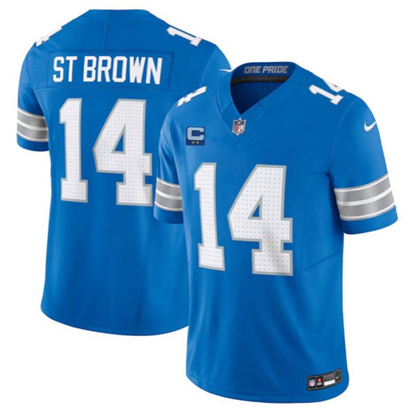 Detroit Lions #14 Amon-Ra St. Brown Blue 2024 F.U.S.E. With 2-Star C Patch Vapor Limited Stitched Jersey