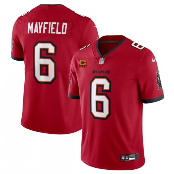Tampa Bay Buccaneers #6 Baker Mayfield Red 2024 With 4-Star C Patch Vapor Limited Stitched Jersey