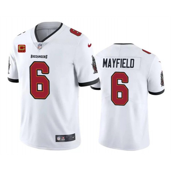 Tampa Bay Buccaneers #6 Baker Mayfield White 2024 With 4-Star C Patch Vapor Limited Stitched Jersey
