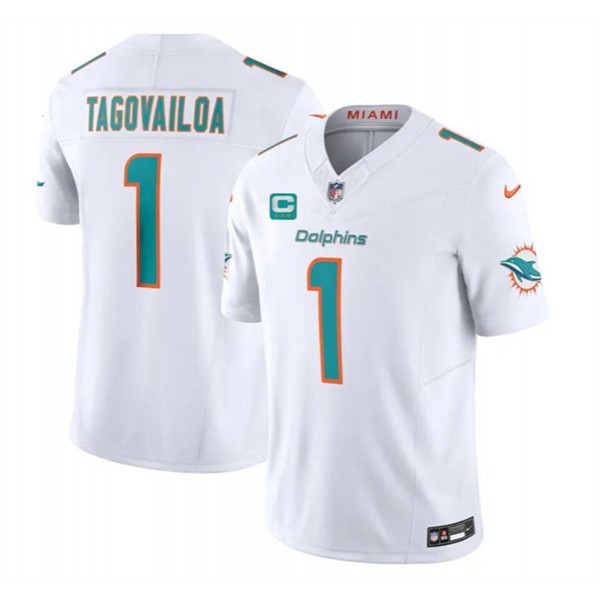 Miami Dolphins #1 Tua Tagovailoa White 2024 F.U.S.E. With 3-Star C Patch Vapor Limited Stitched Jersey