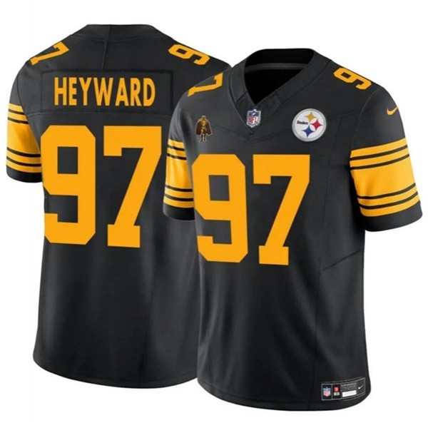Pittsburgh Steelers #97 Cameron Heyward Black F.U.S.E. With Walter Payton Patch Color Rush Limited Stitched Jersey
