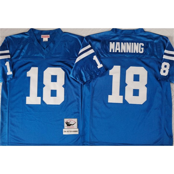Indianapolis Colts #18 Peyton Manning Blue Throwback Stitched Jersey