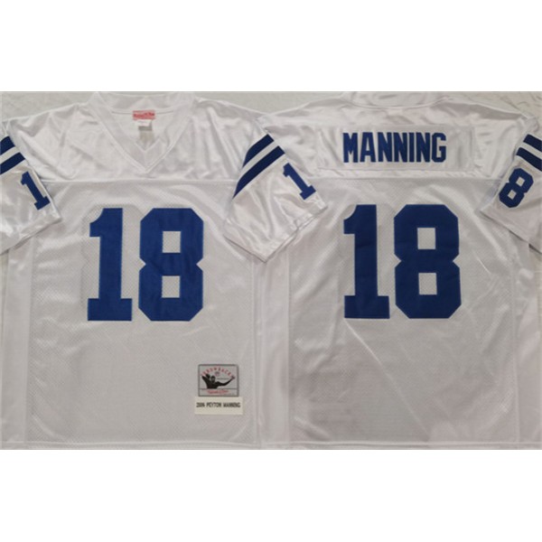 Indianapolis Colts #18 Peyton Manning White Throwback Stitched Jersey