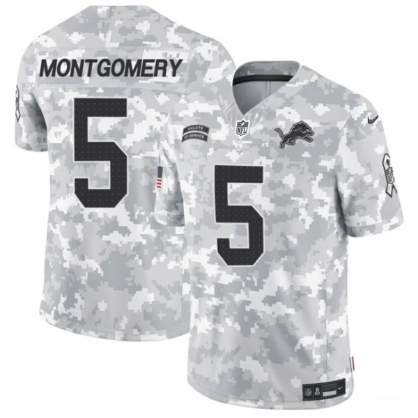 Detroit Lions #5 David Montgomery Arctic Camo 2024 F.U.S.E. Salute To Service Limited Stitched Jersey