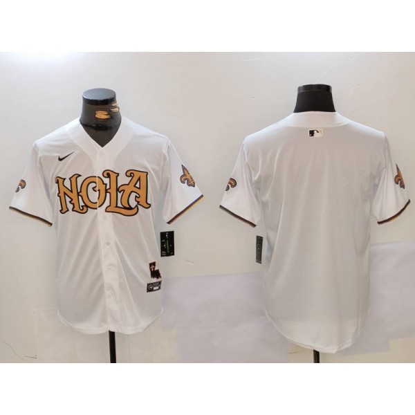 New Orleans Saints Blank White Cool Base Stitched Jersey