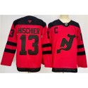 New Jersey Devils #13 Nico Hischier Red 2024-25 With C Patch Stitched Jersey