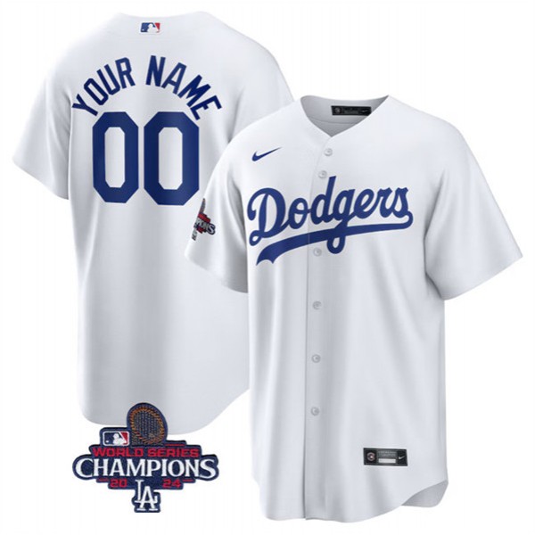 Los Angeles Dodgers Custom White 2024 World Series Champions Cool Base Stitched Jersey