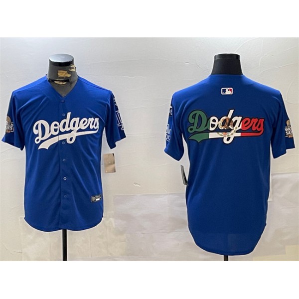 Los Angeles Dodgers Team Big Logo Royal 2024 World Series With Fernando Memorial Patch Alternate Limited Stitched Jersey