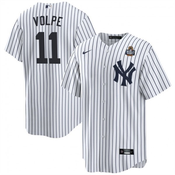 New York Yankees #11 Anthony Volpe White 2024 World Series With Name Cool Base Stitched Jersey