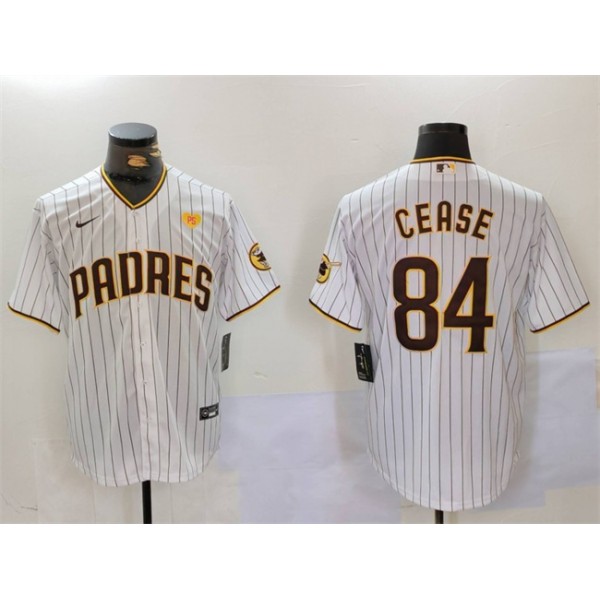 San Diego Padres #84 Dylan Cease White With PS Patch Cool Base Stitched Jersey