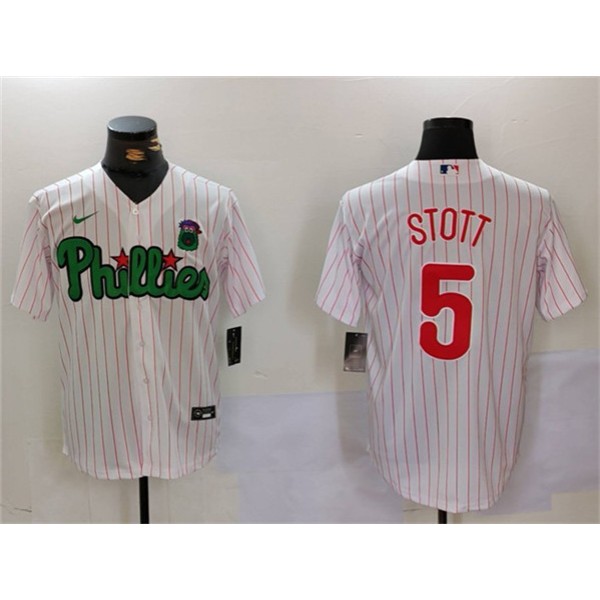Philadelphia Phillies #5 Bryson Stott White Green Cool Base Stitched Jersey