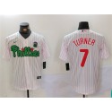 Philadelphia Phillies #7 Trea Turner White Green Cool Base Stitched Jersey