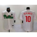 Philadelphia Phillies #10 J.T. Realmuto White Green Cool Base Stitched Jersey