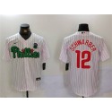Philadelphia Phillies #12 Kyle Schwarber White Green Cool Base Stitched Jersey