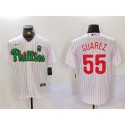 Philadelphia Phillies #55 Ranger Suárez White Green Cool Base Stitched Jersey
