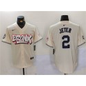 New York Yankees #2 Derek Jeter Cream Bronx Graffiti V2 Vapor Limited Stitched Jersey