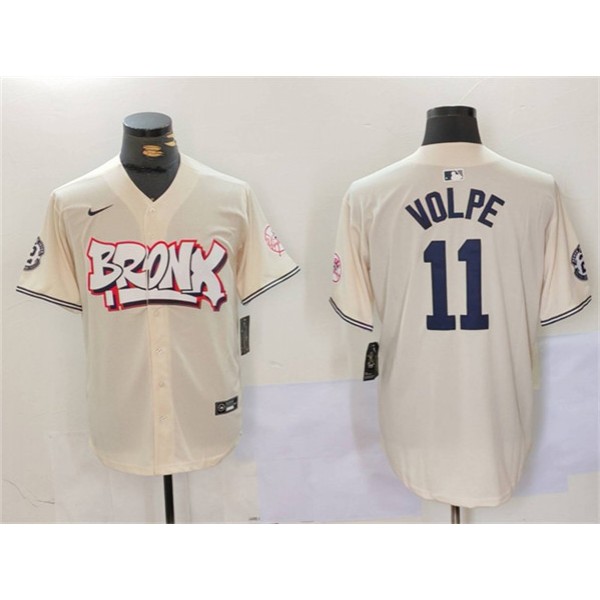 New York Yankees #11 Anthony Volpe Cream Bronx Graffiti V2 Vapor Limited Stitched Jersey
