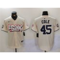 New York Yankees #45 Gerrit Cole Cream Bronx Graffiti V2 Vapor Limited Stitched Jersey