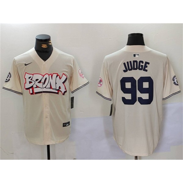 New York Yankees #99 Aaron Judge Cream Bronx Graffiti V2 Vapor Limited Stitched Jersey