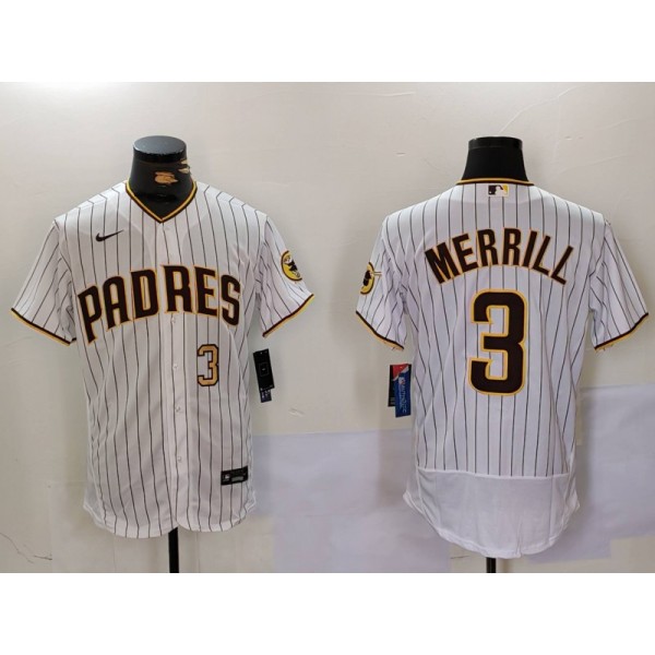 San Diego Padres #3 Jackson Merrill White Flex Base Stitched Jersey