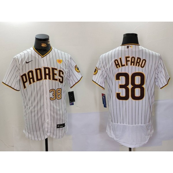 San Diego Padres #38 Jorge Alfaro White With PS Patch Flex Base Stitched Jersey