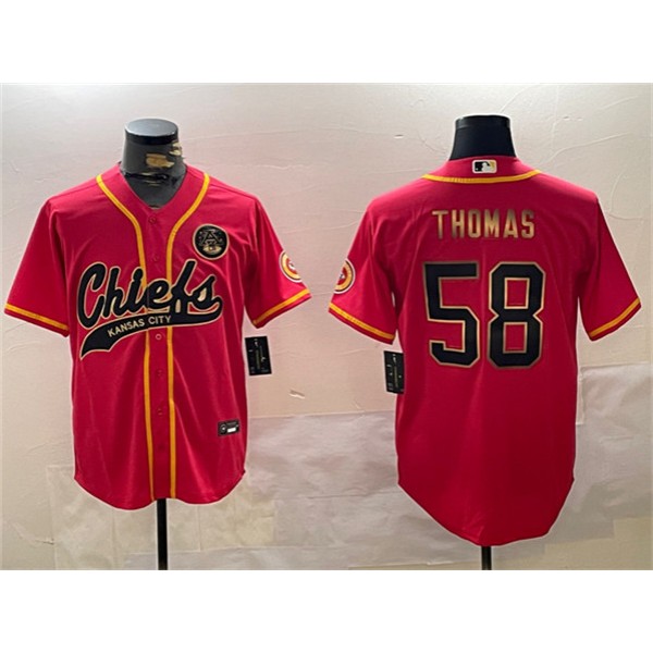 Kansas City Chiefs #58 Derrick Thomas Red Gold Cool Base Stitched Jersey
