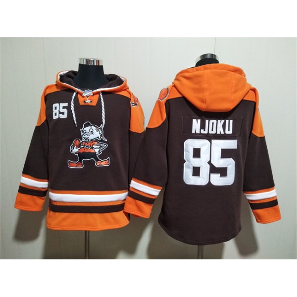 Cleveland Browns #85 David Njoku Brown Ageless Must-Have Lace-Up Pullover Hoodie