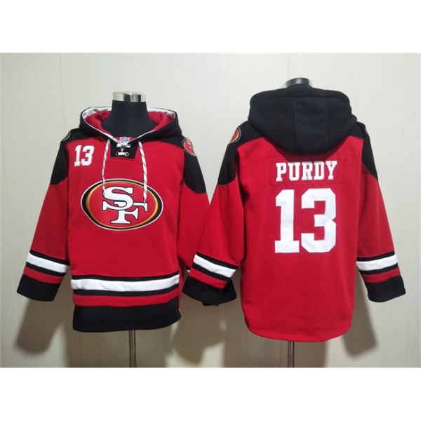 San Francisco 49ers #13 Brock Purdy Red Black Ageless Must-Have Lace-Up Pullover Hoodie