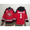 San Francisco 49ers #1 Deebo Samuel Sr Red Black Ageless Must-Have Lace-Up Pullover Hoodie