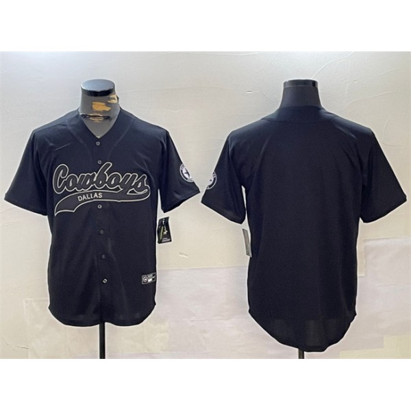 Dallas Cowboys Blank Black With Patch Cool Base Stitched Jersey