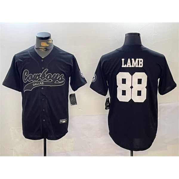 Dallas Cowboys #88 CeeDee Lamb Black With Patch Cool Base Stitched Jersey