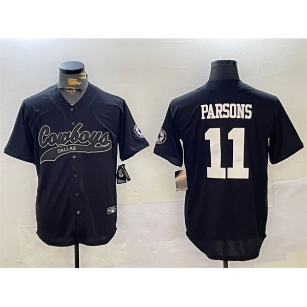 Dallas Cowboys #11 Micah Parsons Black With Patch Cool Base Stitched Jersey